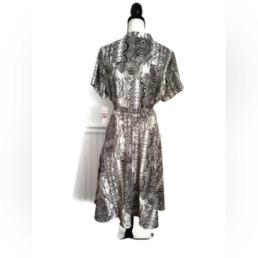 New! Nanette Lepore Snake Print Semi Sheer Dress With Slip Quiet Luxury Size 14 - Picture 3 of 5